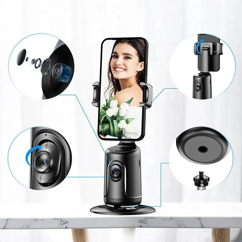 360 Auto Face Tracking Gimbal AI Smart Gimbal Face Tracking Automatischer Telefonhalter für Smartphone-Video-Vlog-Live-Stabilisator-Stativ