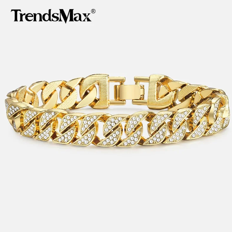 Miami Curb Cuban Chain Armband für Herren Gold
