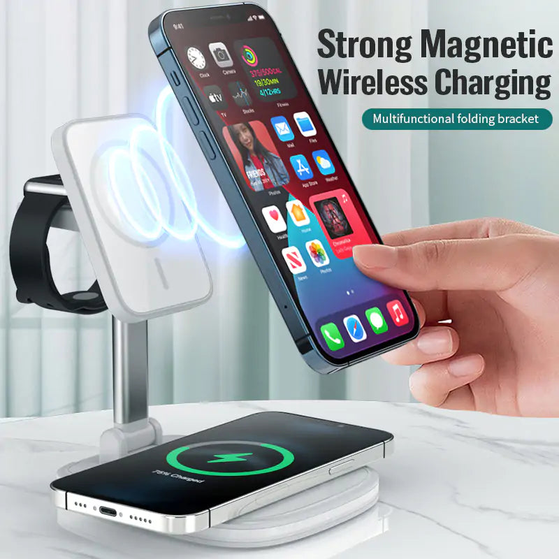 3-in-1 magnetisches, faltbares kabelloses Ladegerät