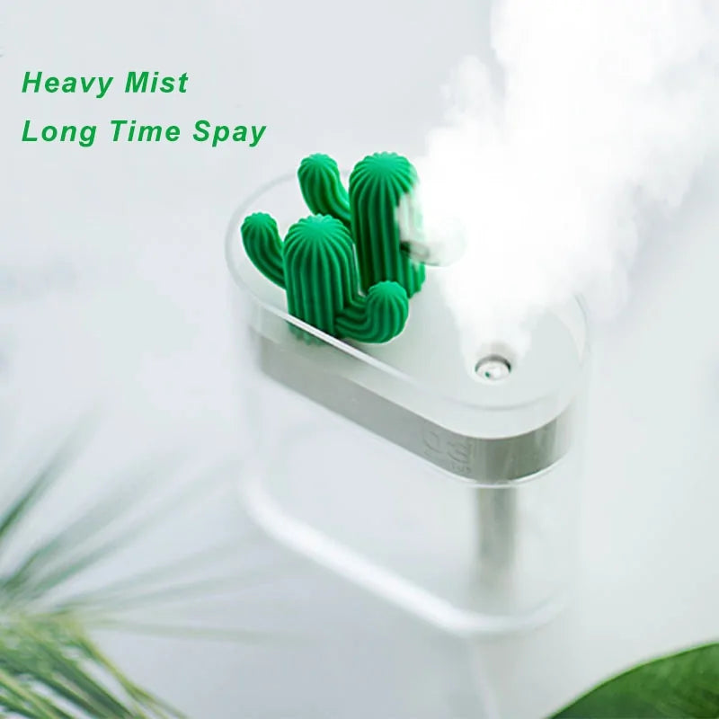 160 ml Ultraschall-Luftbefeuchter, klares Kaktus-Farblicht, USB-Diffusor für ätherische Öle, Autoreiniger, Aromadiffusor, Anionen-Nebelhersteller