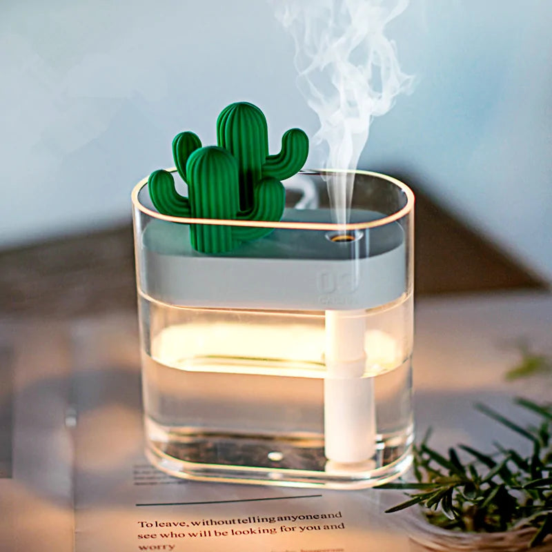 160 ml Ultraschall-Luftbefeuchter, klares Kaktus-Farblicht, USB-Diffusor für ätherische Öle, Autoreiniger, Aromadiffusor, Anionen-Nebelhersteller