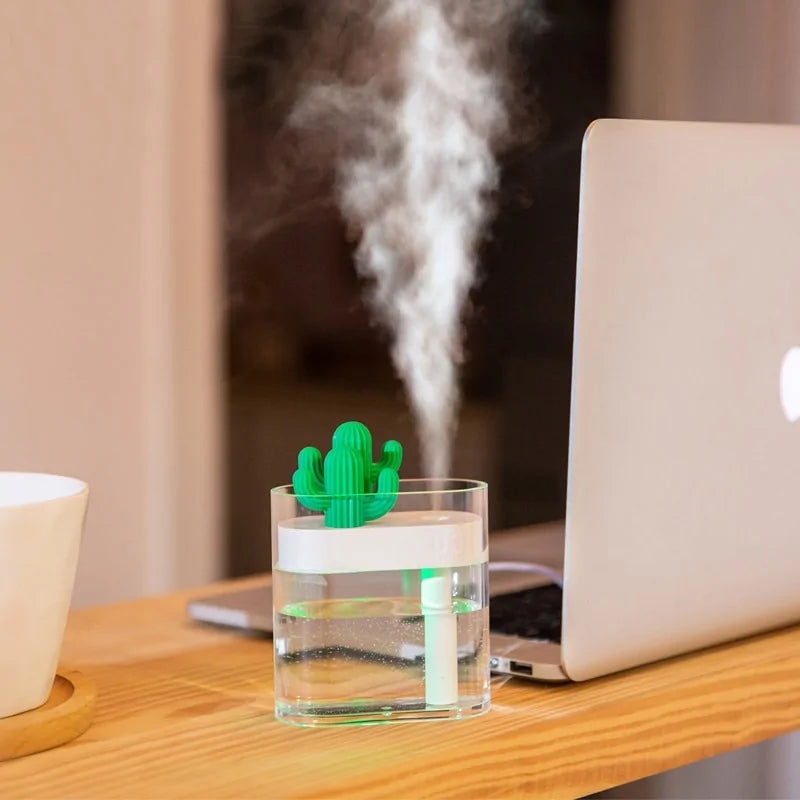 160 ml Ultraschall-Luftbefeuchter, klares Kaktus-Farblicht, USB-Diffusor für ätherische Öle, Autoreiniger, Aromadiffusor, Anionen-Nebelhersteller