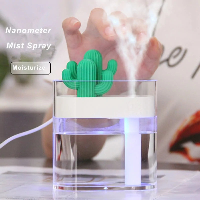 160 ml Ultraschall-Luftbefeuchter, klares Kaktus-Farblicht, USB-Diffusor für ätherische Öle, Autoreiniger, Aromadiffusor, Anionen-Nebelhersteller