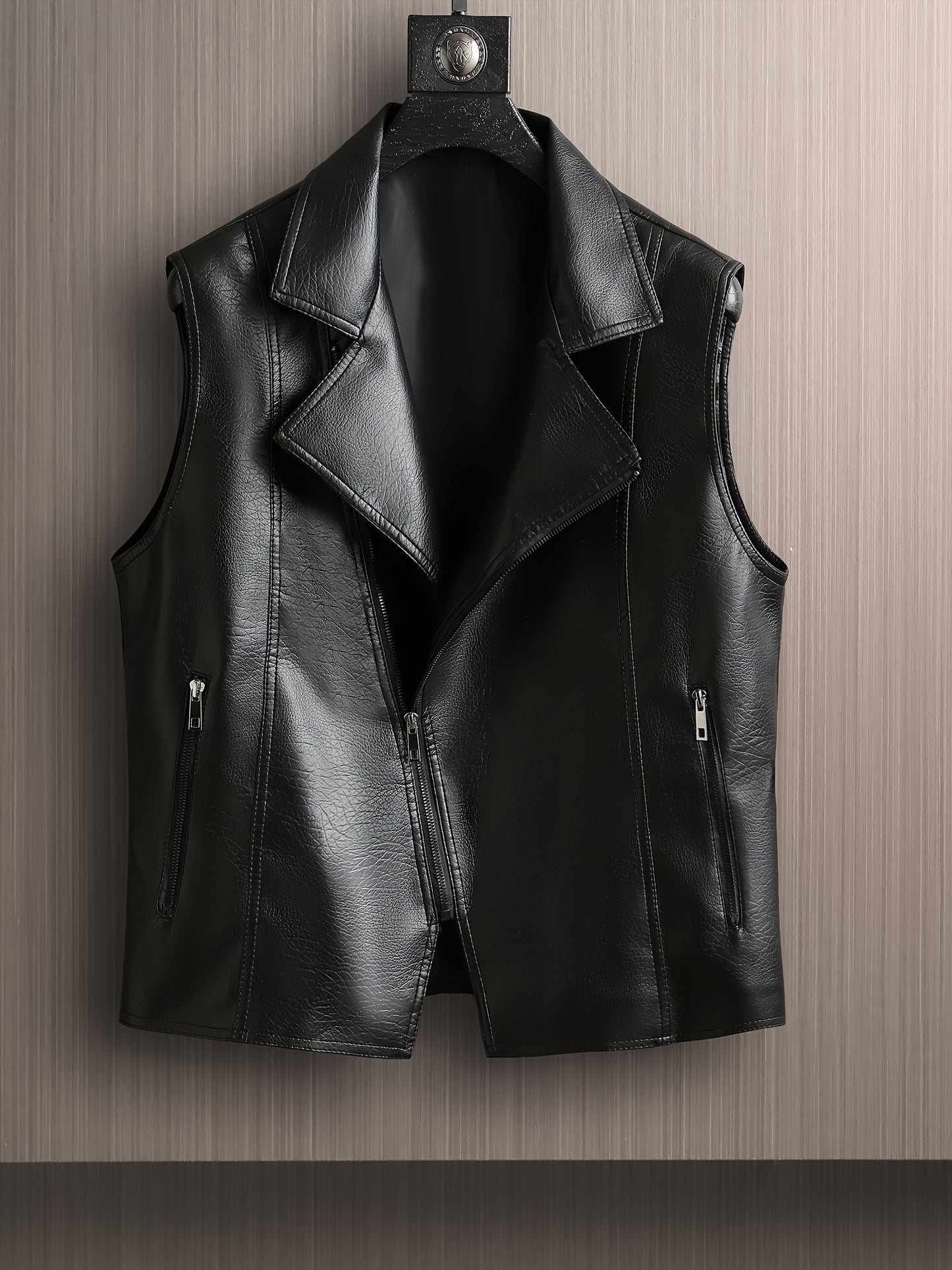 Casual Stylish Men'S Vest with Multiple Zippers, Model 37B