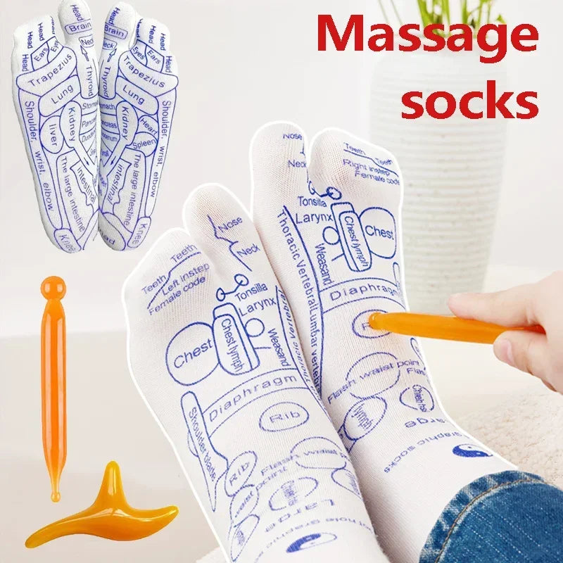 Akupressur-Fußmassage-Socken Set mit Reflexzonen-Karte