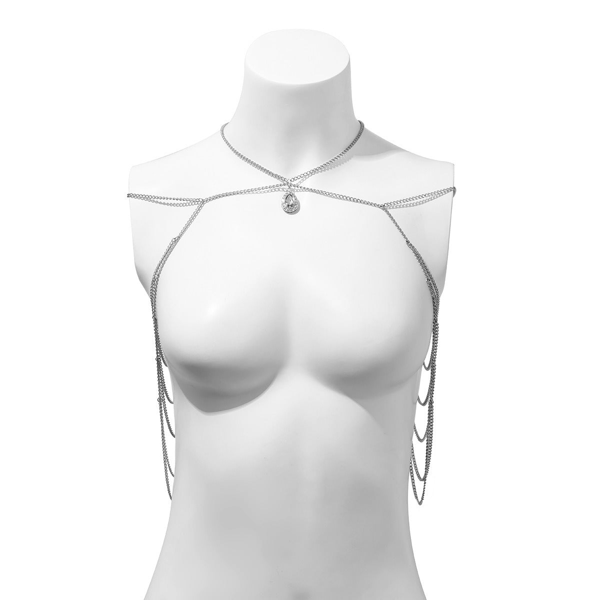 Personalisierte süße coole Kette Quaste Schulterhalskette Damen einfache Wassertropfen Diamant Metall Halskette Ornament 
