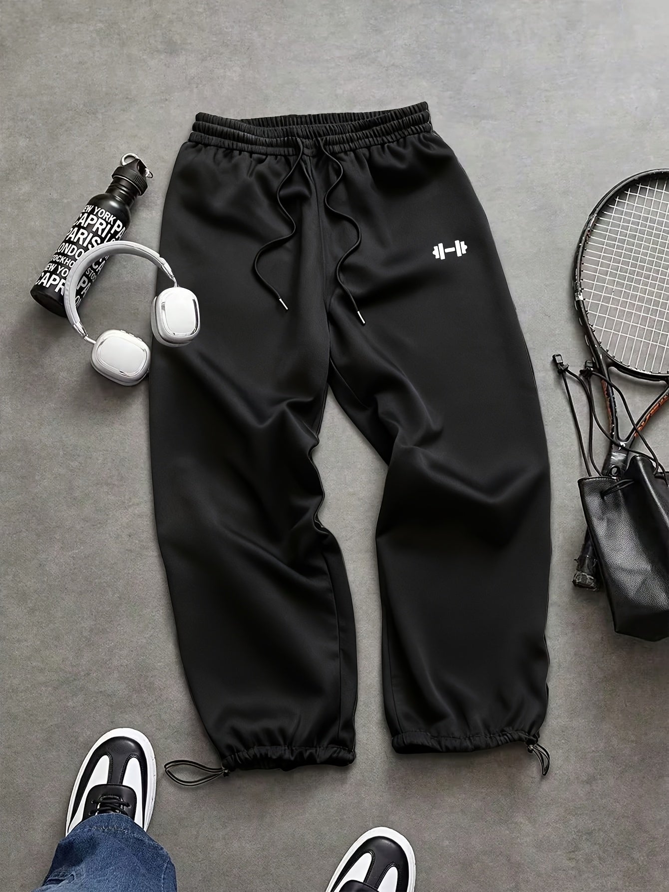 Men'S Black Casual Sports Suit Made of Soft Polyester Fiber, Which Has Good Abrasion Resistance And Is Not Prone to Pilling Or Deformation. It Maintains a Good Appearance Even After Multiple Wears And Washes