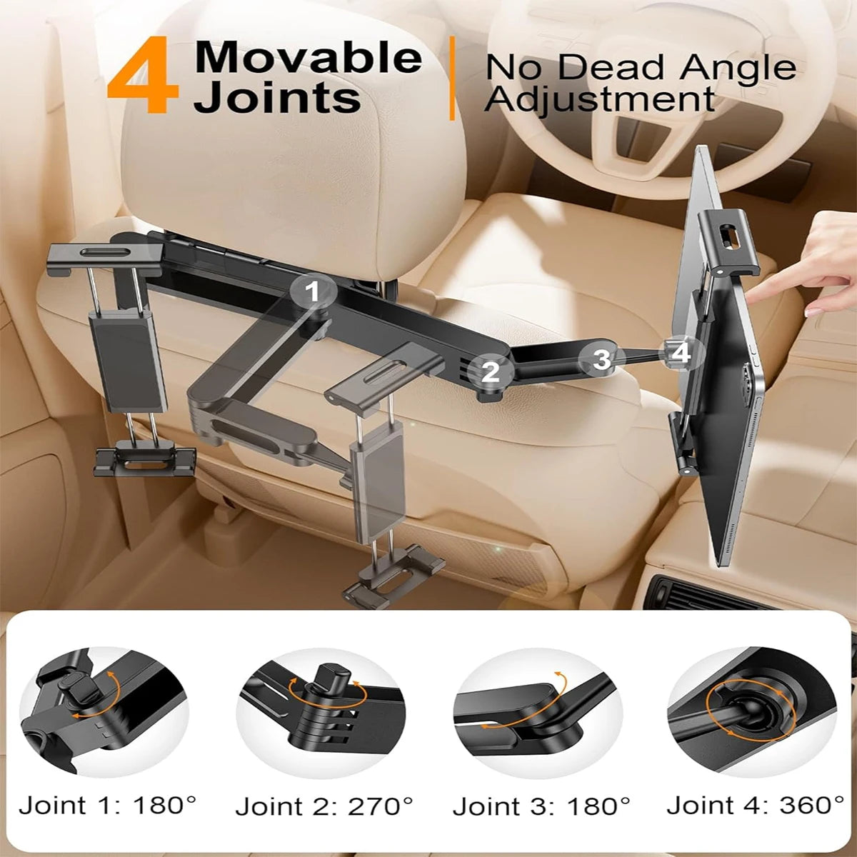 Car Tablet Holder, Headrest Tablet Mount Headrest Stand Cradle Compatible With Devices For IPad Air Mini, Other 4.7-12.9
