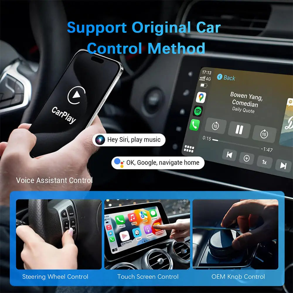 Wireless CarPlay Android Auto Adapter for OEM Car Stereo With USB Plug and Play