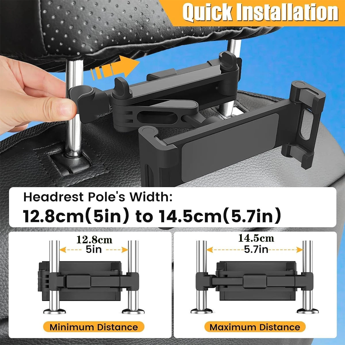 Car Tablet Holder, Headrest Tablet Mount Headrest Stand Cradle Compatible With Devices For IPad Air Mini, Other 4.7-12.9