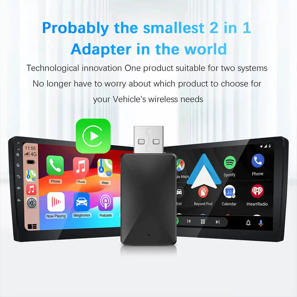 Wireless CarPlay Android Auto Adapter for OEM Car Stereo With USB Plug and Play