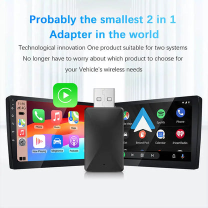 Wireless CarPlay Android Auto Adapter for OEM Car Stereo With USB Plug and Play