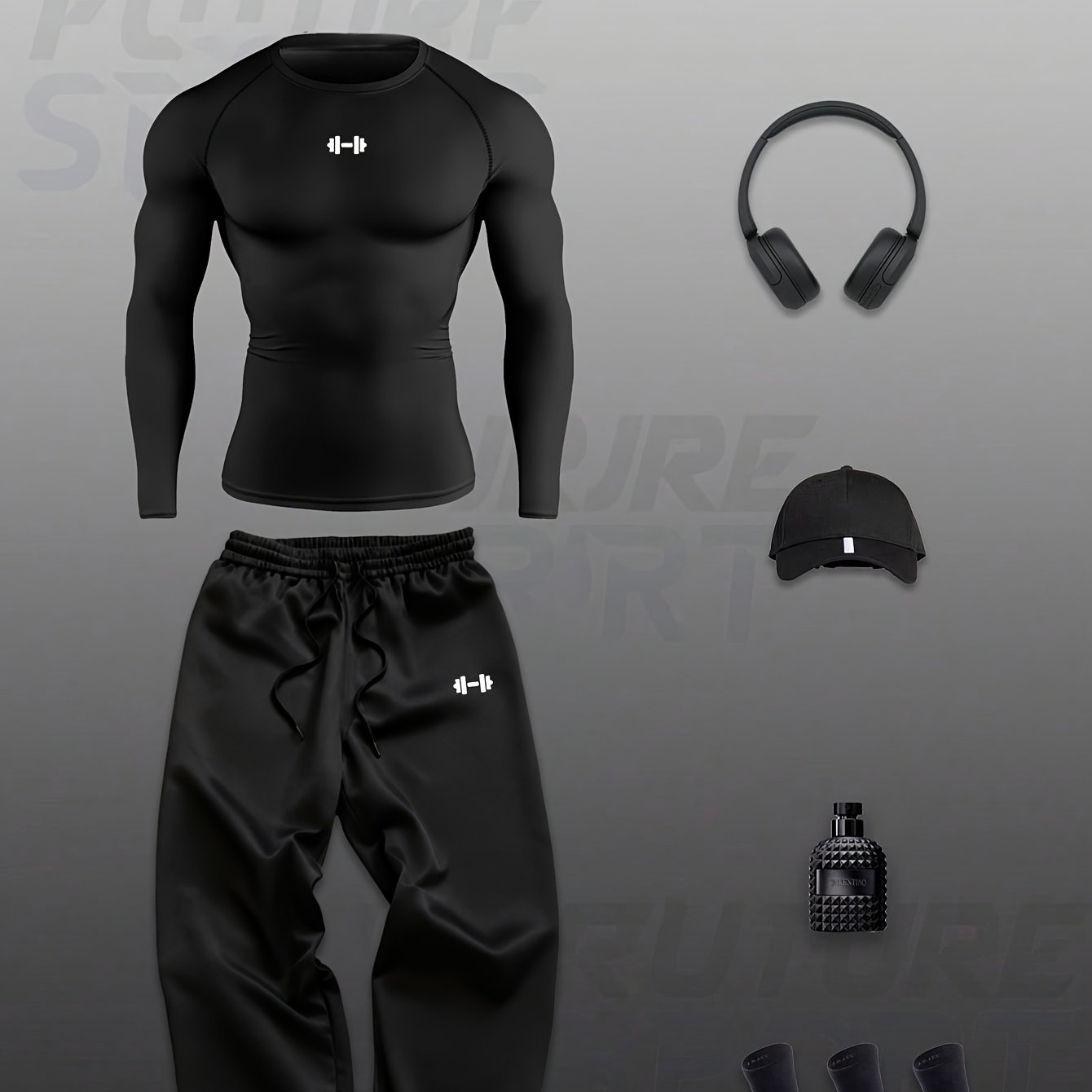 Men'S Black Casual Sports Suit Made of Soft Polyester Fiber, Which Has Good Abrasion Resistance And Is Not Prone to Pilling Or Deformation. It Maintains a Good Appearance Even After Multiple Wears And Washes